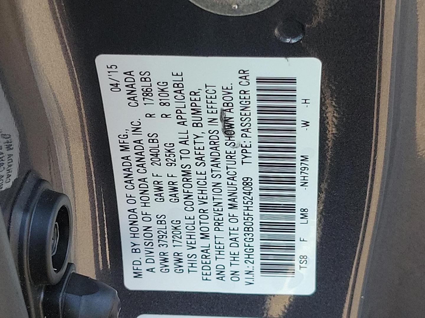 2015 Modern Steel Metallic - GX /Gray - GR Honda Civic Coupe EX-L (2HGFG3B05FH) with an Engine: 1.8L I-4 SOHC 16-Valve i-VTEC engine, located at 50 Eastern Blvd., Essex, MD, 21221, (410) 686-3444, 39.304367, -76.484947 - Experience superior performance and stylish comfort with the 2015 Honda Civic Coupe EX-L. Dressed elegantly in a modern steel metallic GX exterior, this coupe boasts a slick design that never goes unnoticed. Its inviting interior is swathed in refined gray tones, presenting a harmonious blend of sty - Photo#24