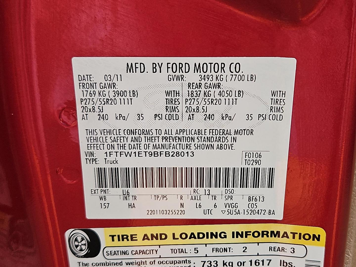 2011 Red Candy Metallic - RZ /Pale Adobe - EA Ford F-150 Lariat (1FTFW1ET9BF) with an 3.5L V6 ECOBOOST ENGINE engine, located at 50 Eastern Blvd., Essex, MD, 21221, (410) 686-3444, 39.304367, -76.484947 - Experience power, comfort and style with this stunning 2011 Ford F-150 Lariat 4WD Supercrew 157" Lariat. Showcasing a striking Red Candy Metallic-RZ exterior paired with a refined Pale Adobe-EA interior, this beast stands as a testament to Ford's superb craftsmanship. Under the hood lies a potent 3. - Photo#28