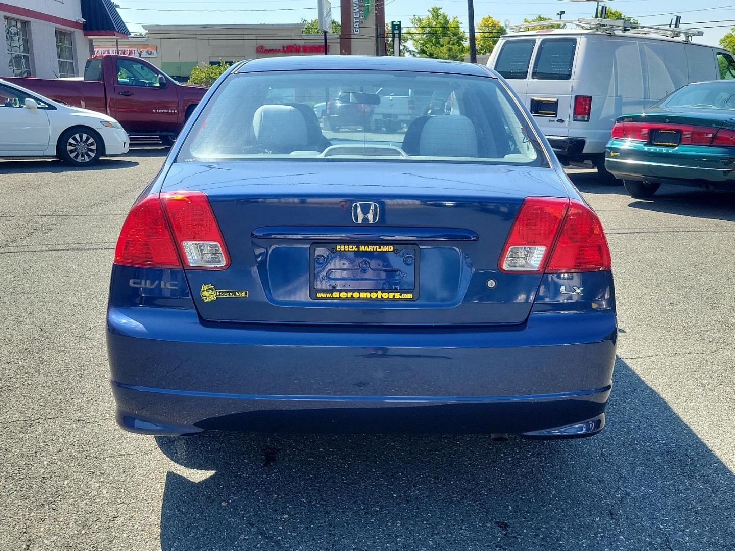 2004 Blue Pearl - BL /Gray - GR Honda Civic LX (2HGES16524H) with an 1.7L SOHC MPFI 16-valve I4 engine engine, located at 50 Eastern Blvd., Essex, MD, 21221, (410) 686-3444, 39.304367, -76.484947 - Photo#4