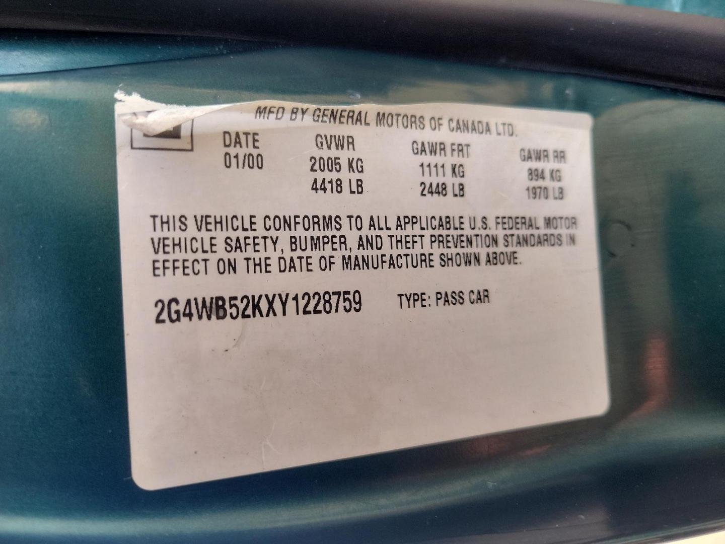 2000 Jasper Green Metallic - 56U /Medium Gray - 14 Buick Regal LS (2G4WB52KXY1) with an 3.8L (231) SFI V6 3800 SERIES II ENGINE engine, located at 50 Eastern Blvd., Essex, MD, 21221, (410) 686-3444, 39.304367, -76.484947 - Presenting the elegant 2000 Buick Regal LS 4dr, finished in a majestic Jasper Green Metallic - 56u exterior, complemented by a sophisticated Medium Gray - 14 interior, exuding an undeniable timeless charm. In its heart, lies an impressive 3.8L (231) SFI V6 3800 Series II engine, merging power and pe - Photo#20