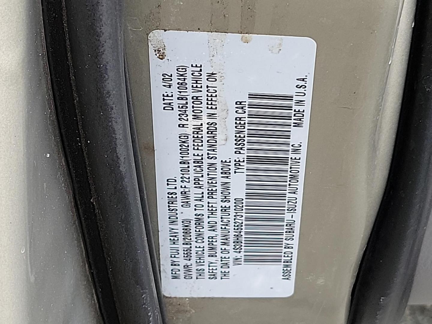 2002 Titanium Pearl - /Dark Gray - Subaru Legacy Wagon GT (4S3BH645527) with an 2.5L SOHC SMPI 16-valve 4-cyl horizontally opposed boxer engine engine, located at 50 Eastern Blvd., Essex, MD, 21221, (410) 686-3444, 39.304367, -76.484947 - Discover the joy of driving in this impressively maintained 2002 Subaru Legacy Wagon GT. Bathed in a sophisticated champagne exterior, this 5-door automatic vehicle boasts both style and durability. At its heart is a powerful 2.5L SOHC SMPI 16-valve 4-cylinder horizontally opposed boxer engine that - Photo#21