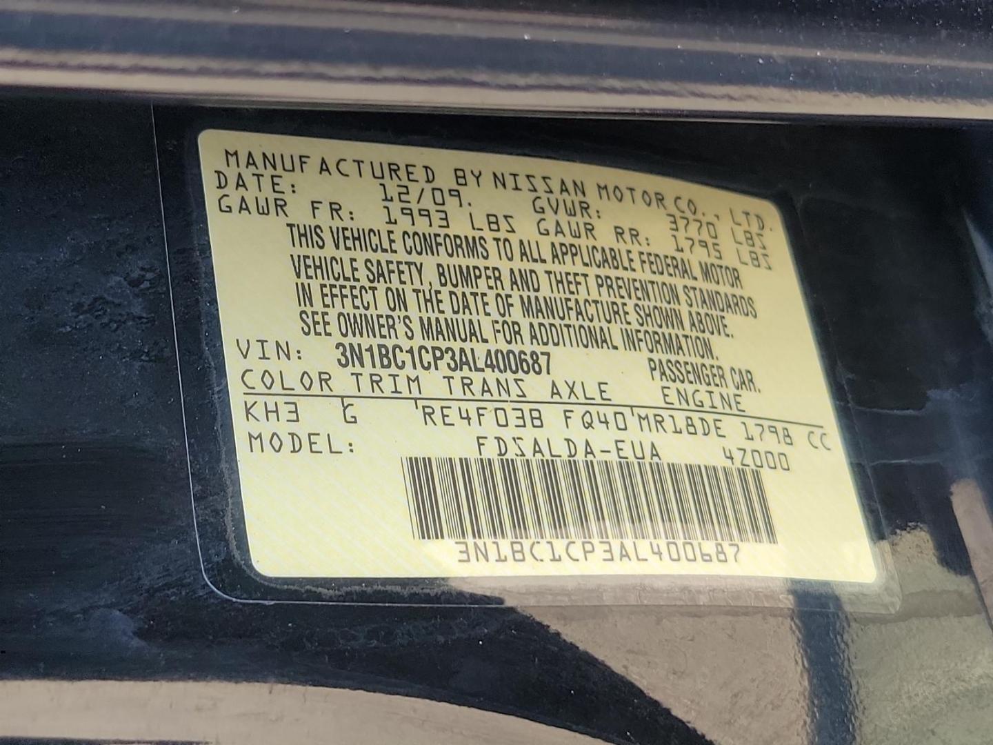 2010 Super Black - KH3 /Charcoal - G Nissan Versa 1.8 S (3N1BC1CP3AL) with an 1.8L DOHC 16-valve CVTCS I4 engine engine, located at 50 Eastern Blvd., Essex, MD, 21221, (410) 686-3444, 39.304367, -76.484947 - Meet the 2010 Nissan Versa 1.8 S 5DR HB I4 Auto 1.8 S, a sophisticated blend of performance, efficiency, and style. Powered by a 1.8L DOHC 16-valve CVTCS I4 engine, this dynamo exudes confidence on every road exerting unrivaled horsepower and torque. Its Super Black - KH3 exterior is a testament to - Photo#20