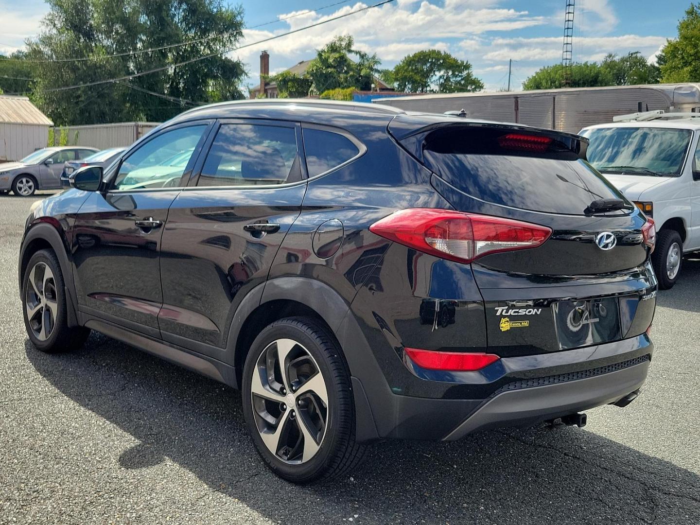 2016 Ash Black - TCM /Black - TRY Hyundai Tucson Sport (KM8J33A27GU) with an Engine: 1.6L GDI Turbo 4-Cylinder engine, located at 50 Eastern Blvd., Essex, MD, 21221, (410) 686-3444, 39.304367, -76.484947 - Experience the perfect blend of performance, comfort, and style with this carefully maintained 2016 Hyundai Tucson Sport FWD 4dr sport. Adorned in a timeless Ash Black exterior, this car stands out with its sleek, modern design. Inside, you're greeted with a matching black interior that exudes an au - Photo#3